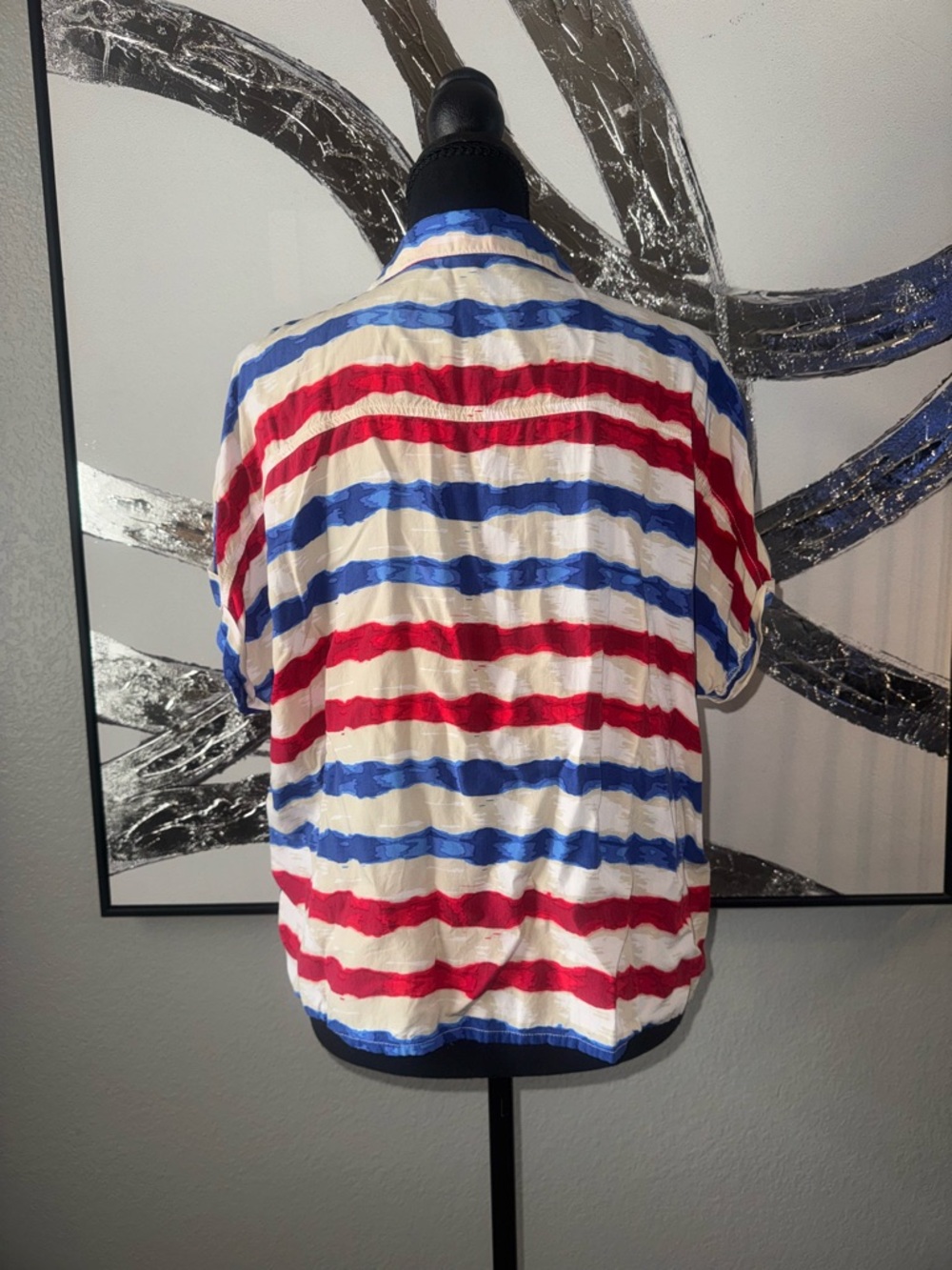 LuLaRoe Red White and Blue Striped Pattern Top - Picture 3 of 5